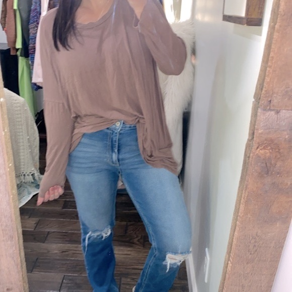 Brown knit top boho size medium large oversized - Picture 1 of 4